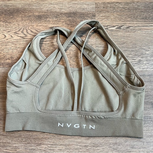 NVGTN Women's Beige Strappy Sports Bra - Picture 2 of 3